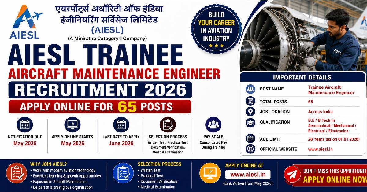AIESL Trainee Aircraft Maintenance Engineer Recruitment 2026 Apply Online
